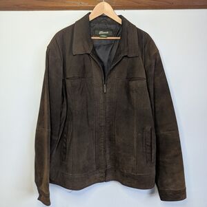 Vintage 100% Genuine Leather Bomber Jacket Coat Mens XL Penmans Full Zip Brown